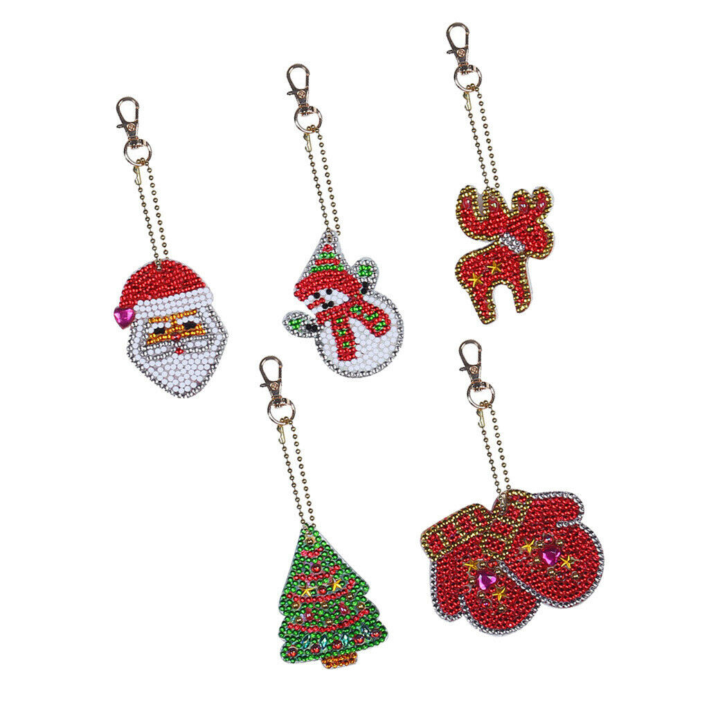 5pcs 5D Full Drill Special Shaped Diamond Painting Keychain Pendant Decors