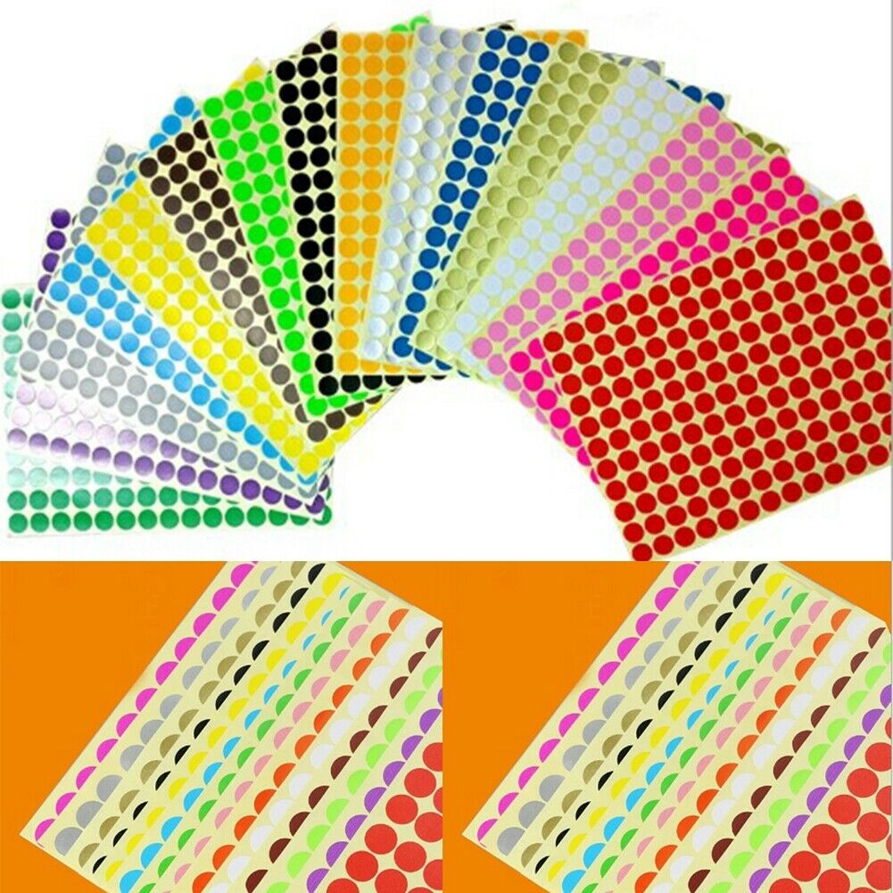 8mm PAPER Coloured Marking Dot Stickers Round Spot Circles Dots Sticky Labels