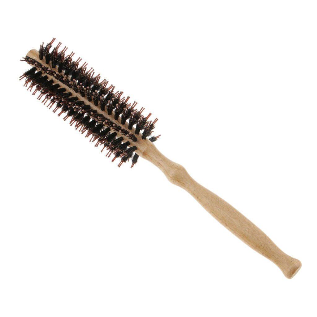 Wood Handle Round Hairdressing Schima Superba Bristle Comb Hairbrush