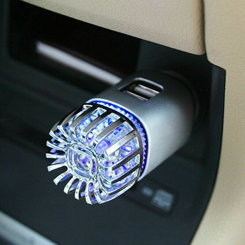 New 2 In 1 Car 2 USB Fresh Air Ionic Purifier Oxygen Bar Ozone Ionizer E2I7