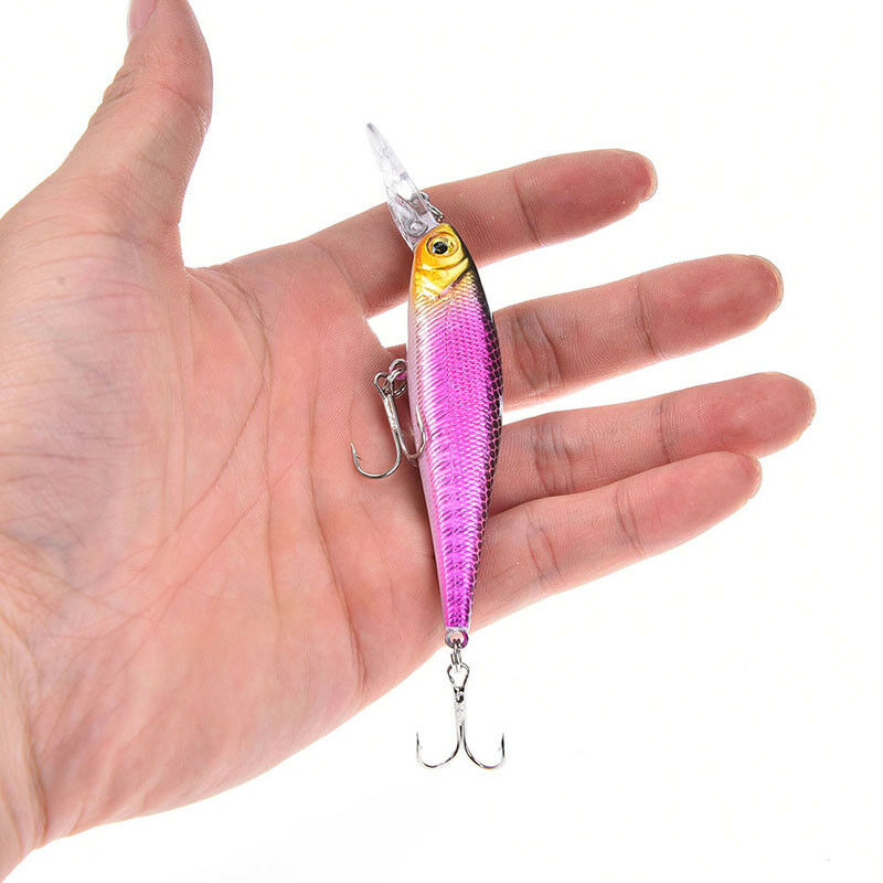 1pc 10cm/9.4g minnow hard fishing lures baits with two wobble floating hoo.l8