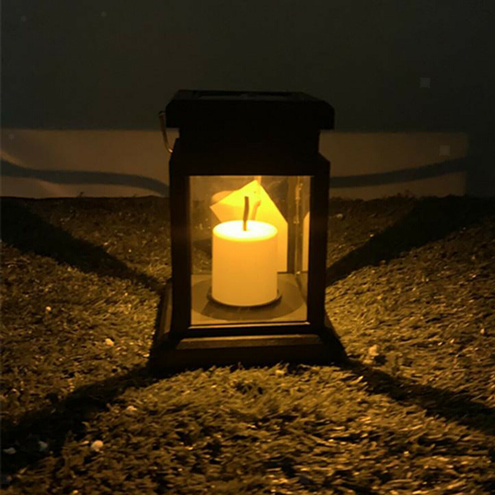 Outdoor Hanging Solar Lights Lantern Waterproof LED Lantern Flickering Flame