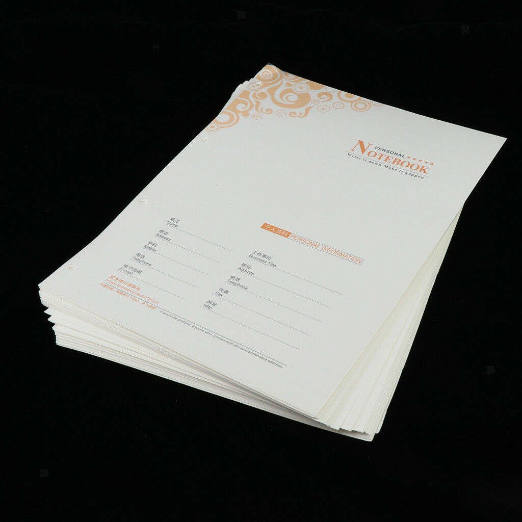 80 Sheets A4 Size Unlined Refill Lined Paper Inserts Loose Leaf Refiller Inserts