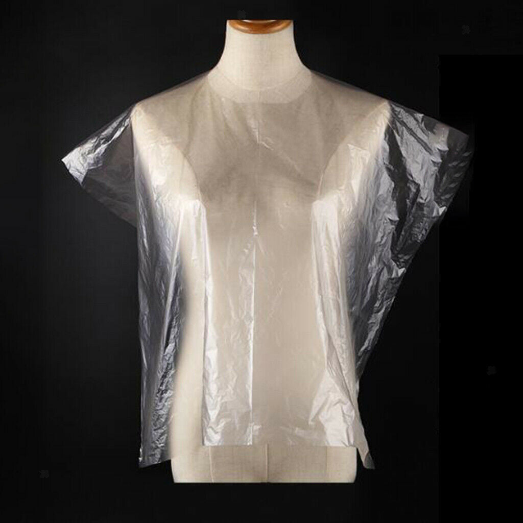 200Pcs Disposable Hair Cutting Capes Clear Barber Home Preming Dyeing Apron Bib