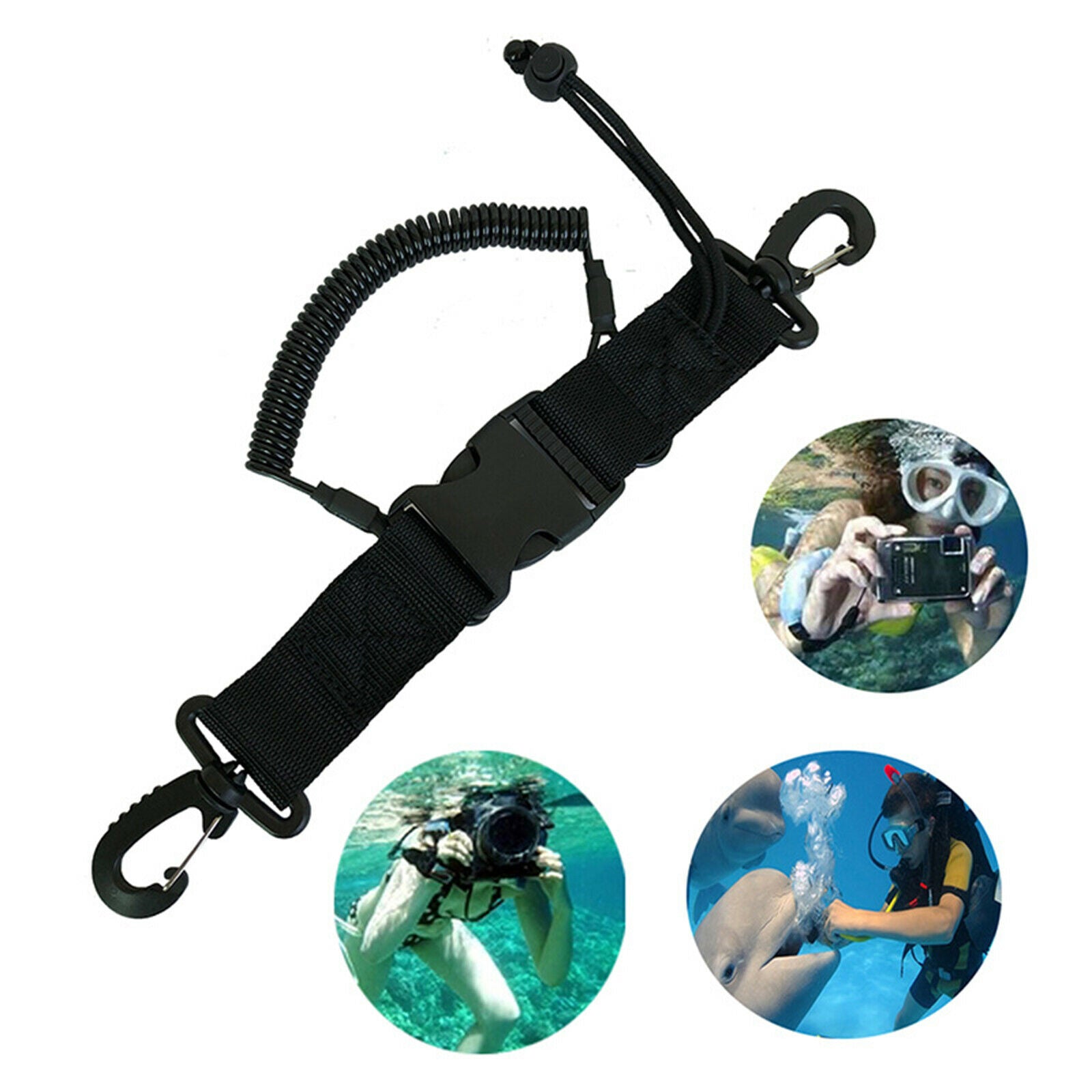 Scuba Diving Lanyard Coil Lanyard with quick release buckles and clip for