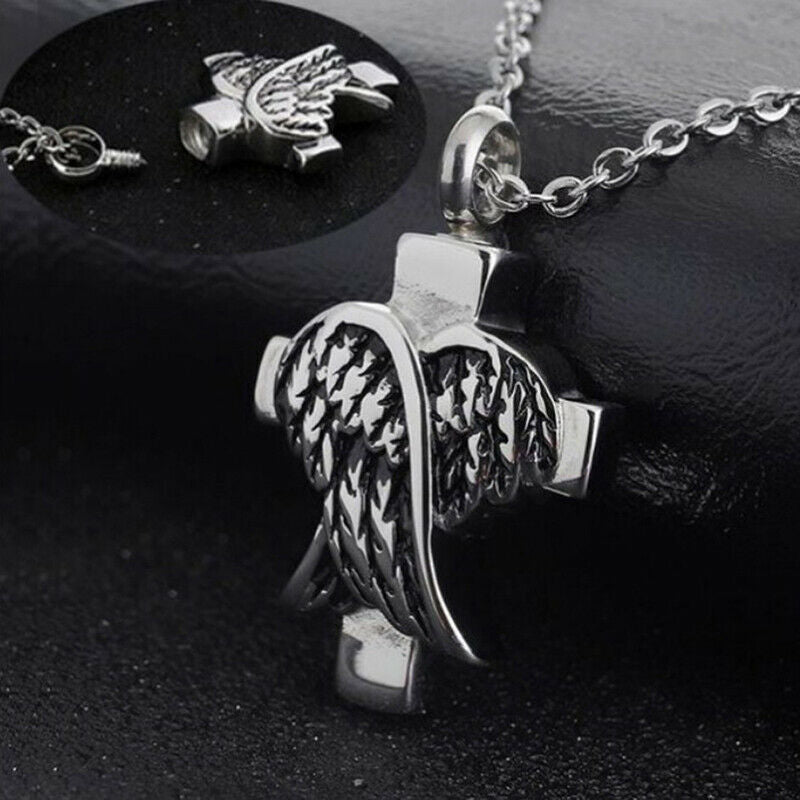 Angel Wings Memorial Necklace Urn Keepsake Necklace For Ashes Cremation J.l8
