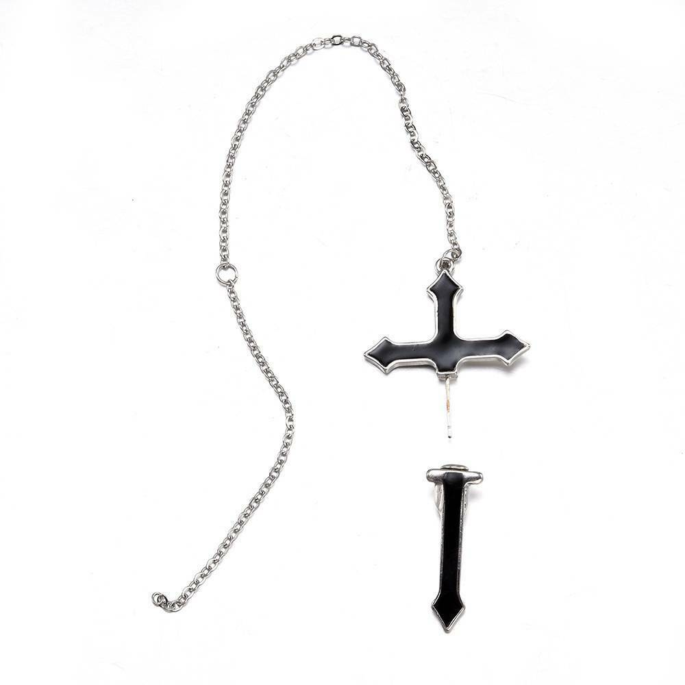1Pcs Punk Gothic Long Chain Cross Zipper Stud Drop Earrings Women Men Jewelry