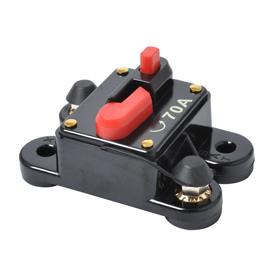 2x Car Marine Audio 70AMP Reset Circuit Breaker Fuse Holder w/ 0-Gauge Ring