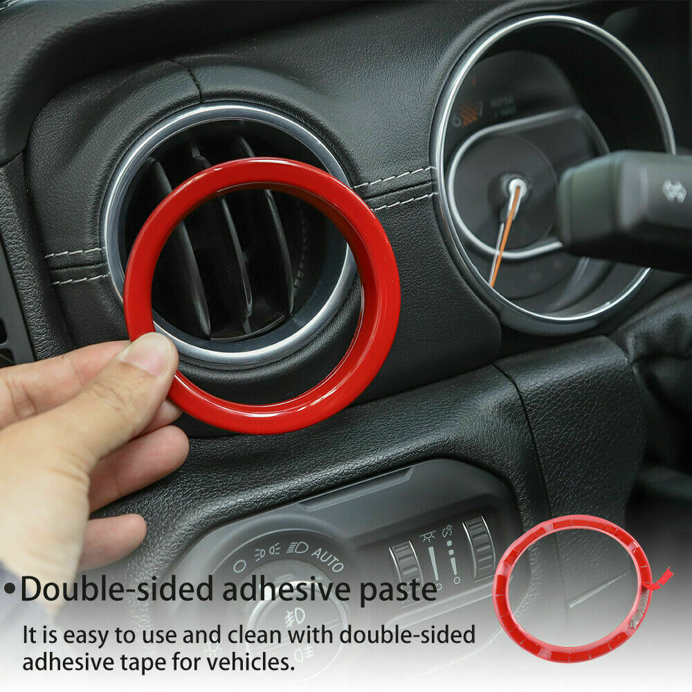 Red Air Vent Outlet Cover Trim Ring Dashboard For Jeep Wrangler JL 2018-2020