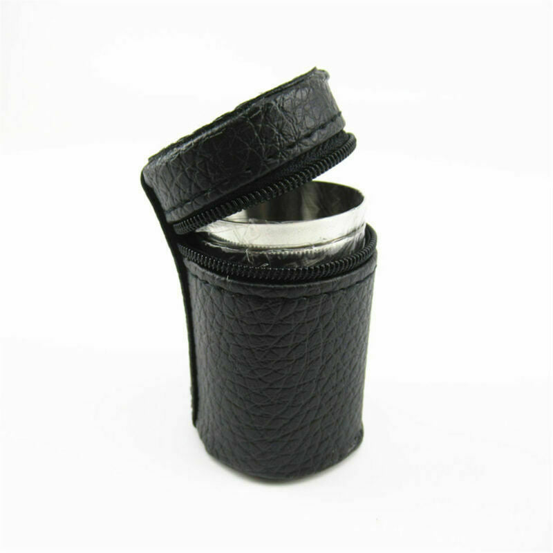 5Sets Camping / Travel Stainless Steel Shot Glass Set with PU Leather Case Cover