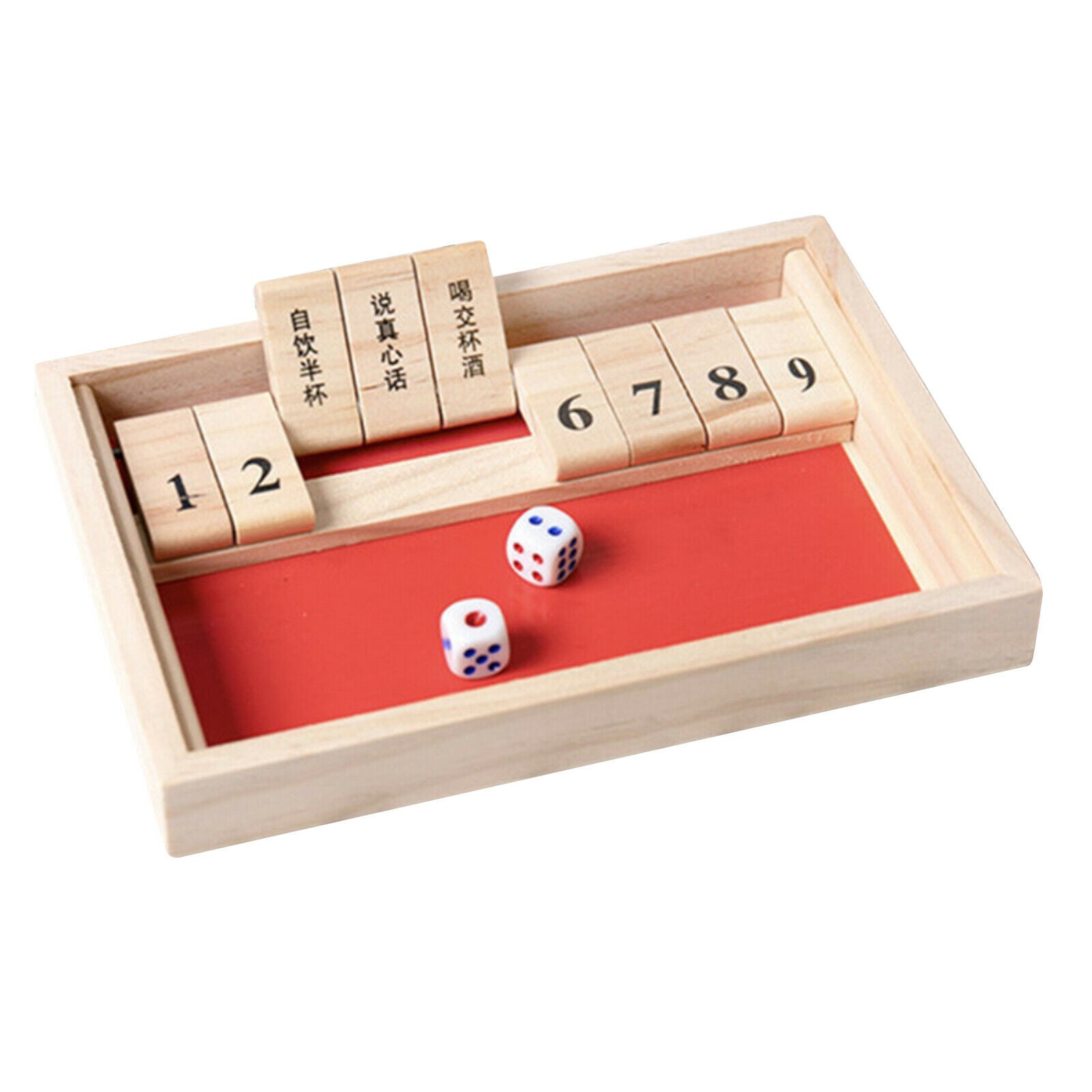 Shut The Box, Single Player 9 Numbers & 2 Dice Wood Table Board Game for Family