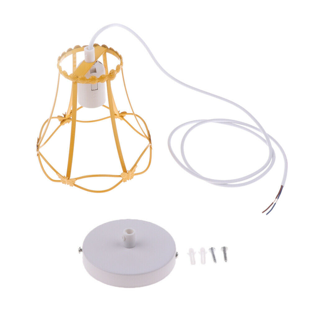 Modern Wrought Iron Wire Frame Ceiling Pendant Light Shade with Decorative
