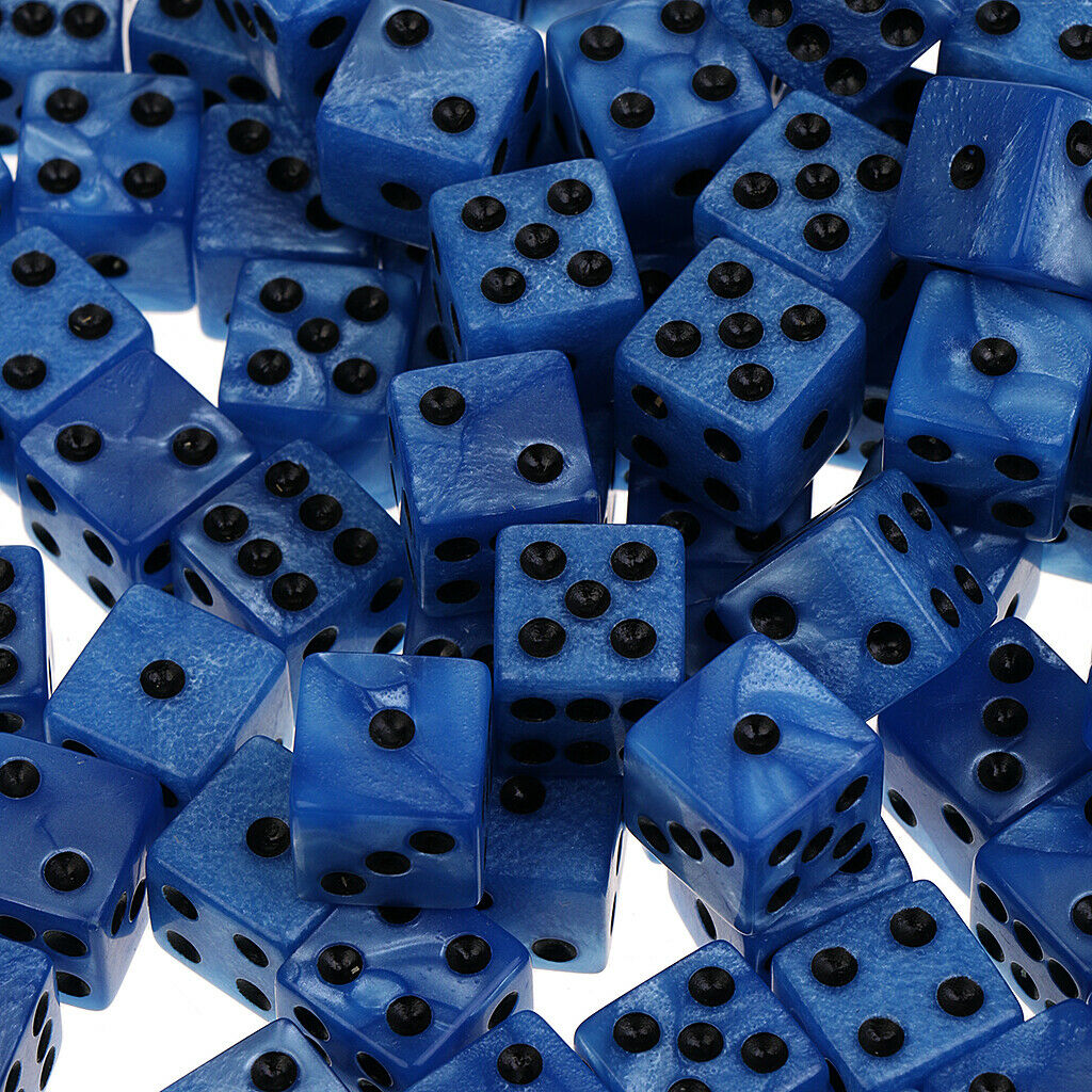 100PCS  6-sided Dice Spot Dice 14mm for Board Games, Party Games Dice Blue