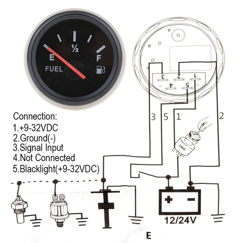 Universal Motorcycle RV Marine 2" Fuel Level Gauge Meter Kit with Sensor
