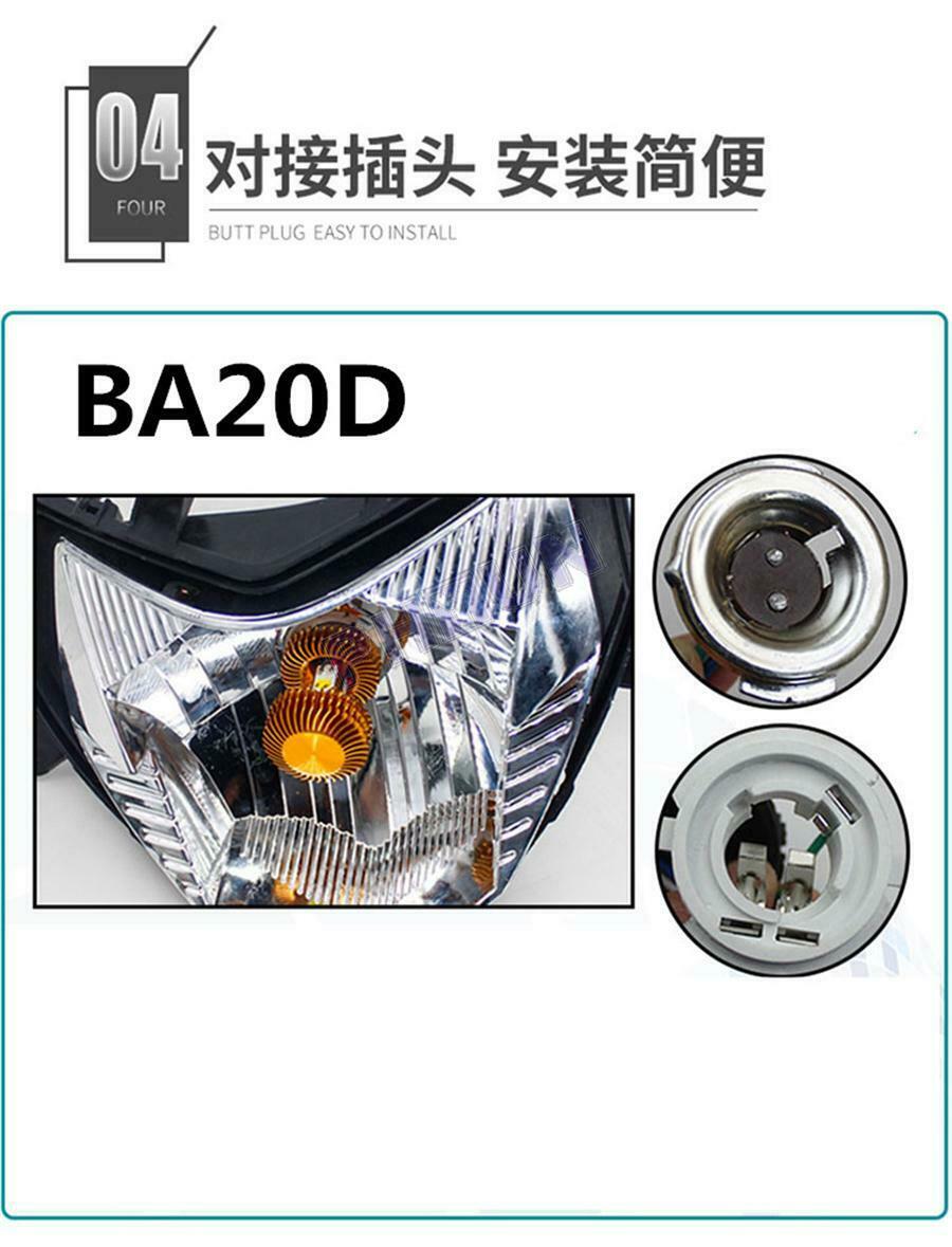 12V 80W Motorcycle Scooter LED Headlight Bulb BA20D Type Lamp Bulb High/Low Beam