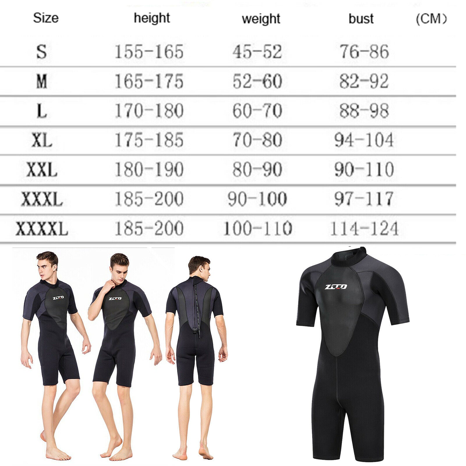 Mens Shorty Wetsuit Diving Suit Dive Skin for Diving Snorkeling Surfing S