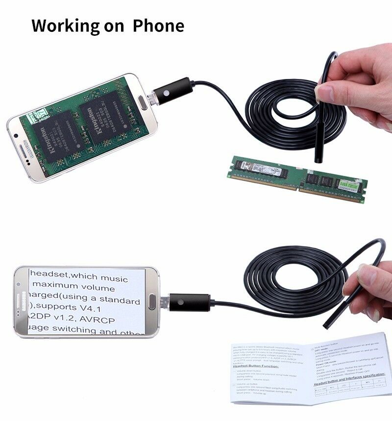 7mm 5M Vehicles Car Endoscope HD 6Led Android PC USB Borescope Inspection Camera