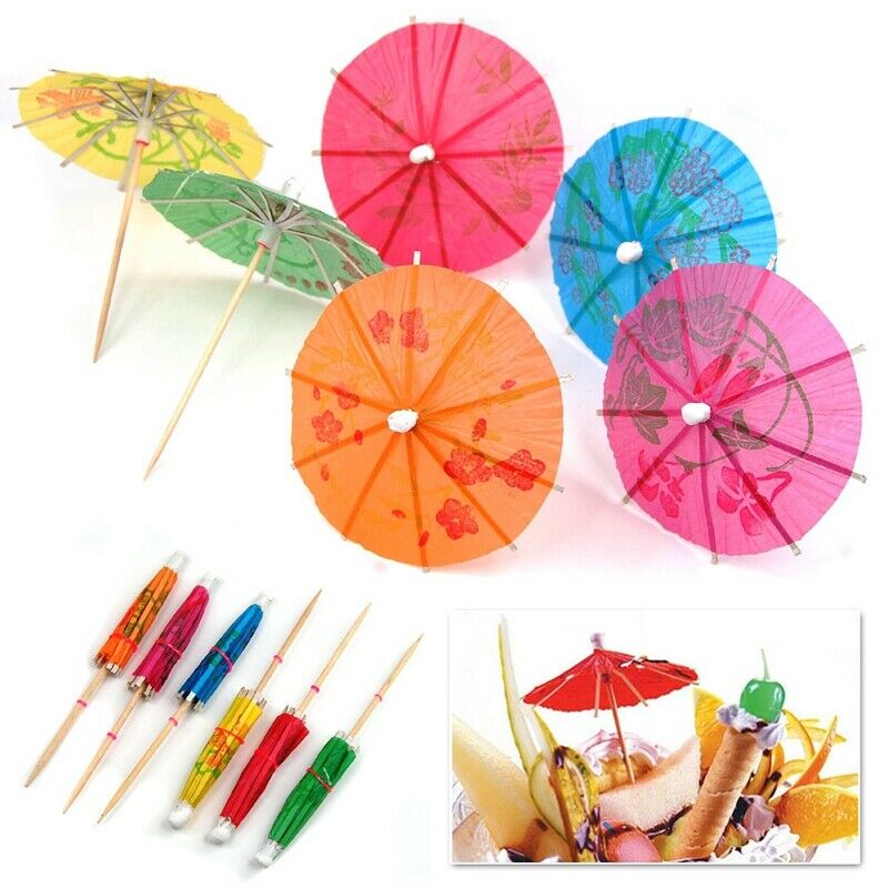 24 Multi Coloured Paper Cocktail Umbrellas Parasols Party Drink Accessories B8G3