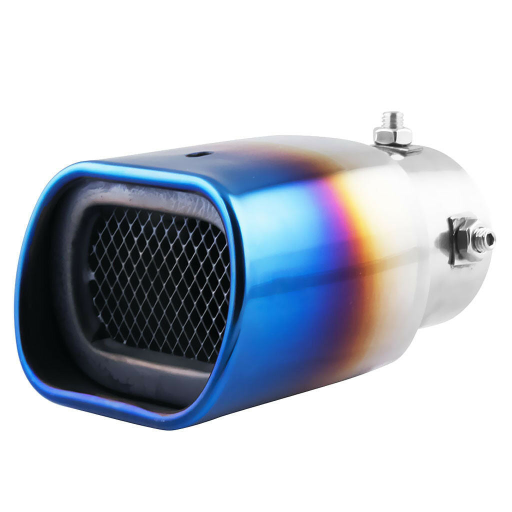 Car 63mm 2.5'' Inlet Stainless Steel Exhaust Tail Muffler Tip Pipe Blue