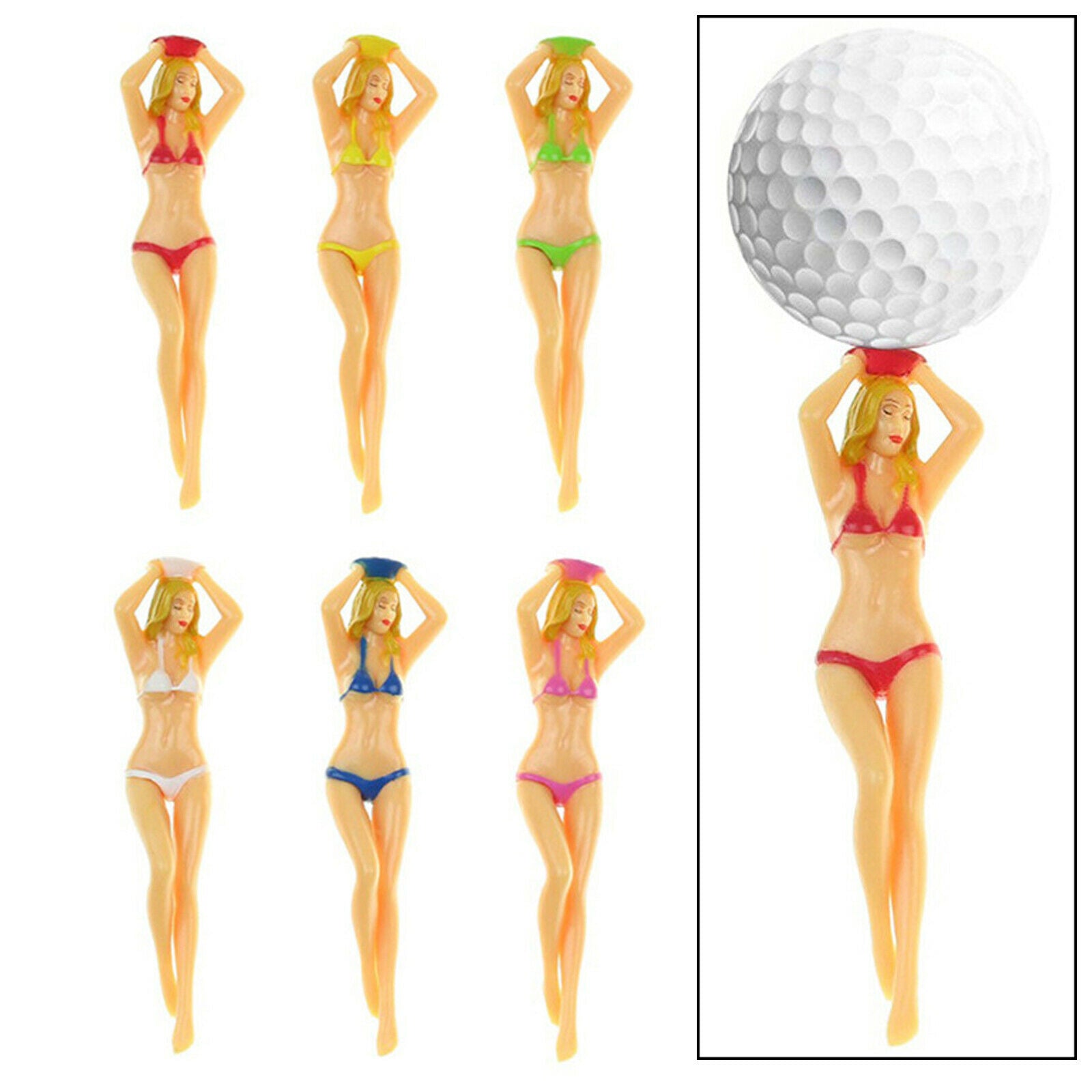 6pcs Plastic Bikini Lady Female Sexy Golf Tees Beginner Tool Gift for Golfer