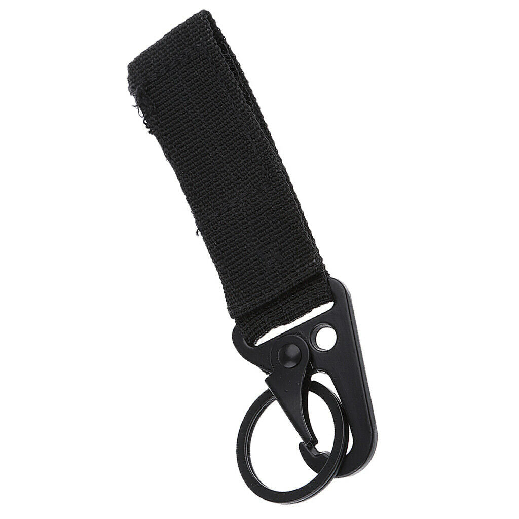 2 Pcs Molle Nylon Belt Carabiner Metal Hook Key Strap Buckle Clip Outside