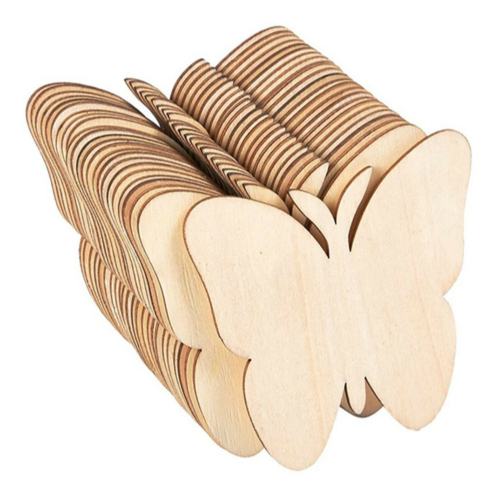 40x Unfinished Wooden Butterfly Pieces Blank Cutout Wooden Slices DIY Crafts