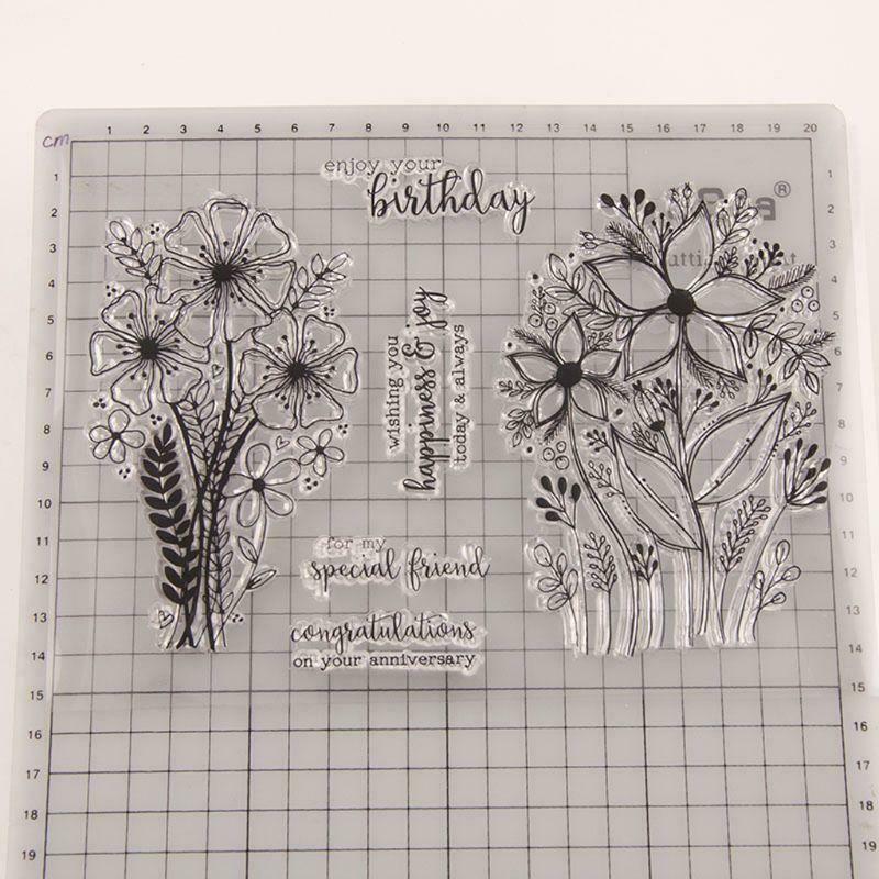 Birthday Flower Silicone Clear Seal Stamp DIY Scrapbooking Embossing Photo Decor