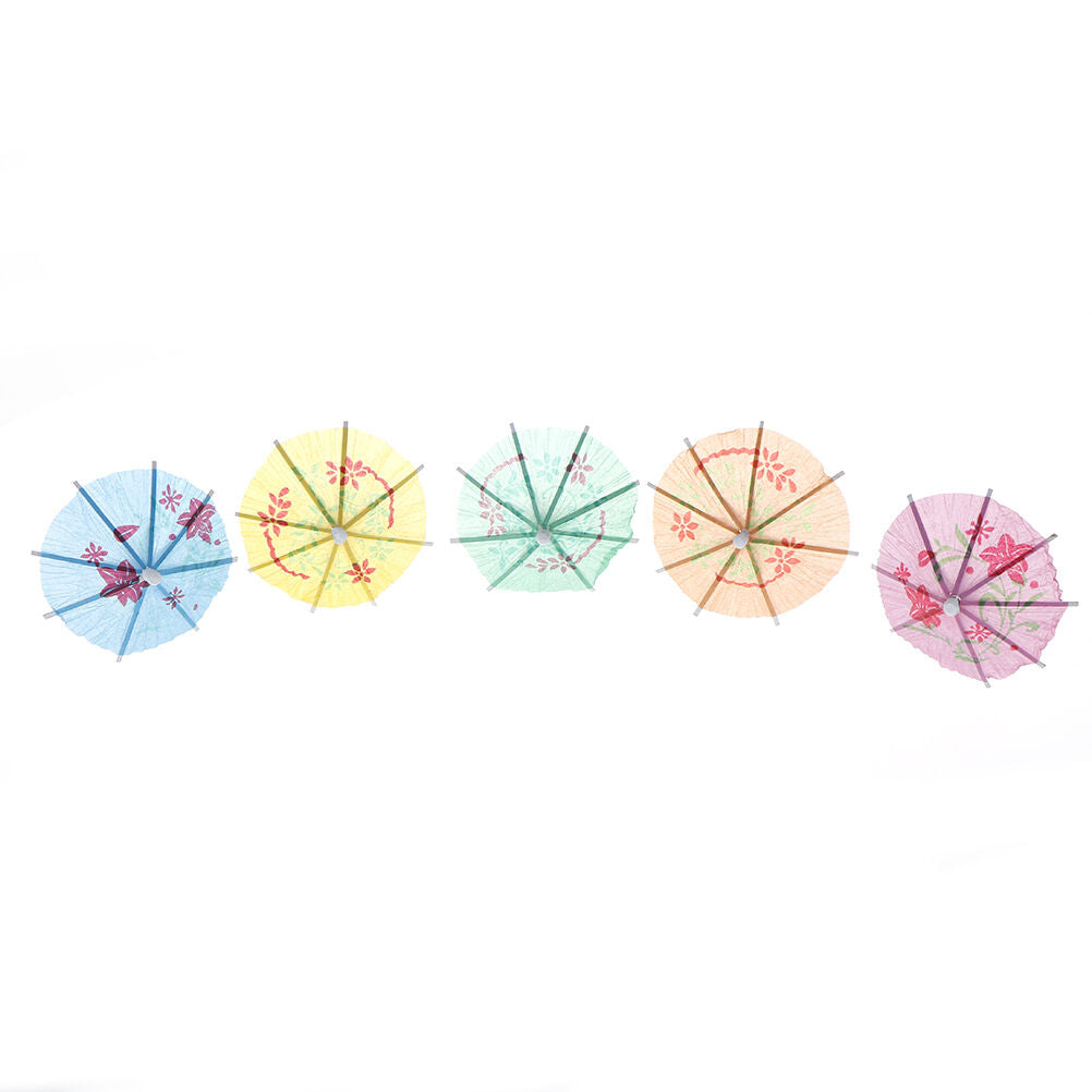 50X Colorful Mixed Paper Cocktail Drink Umbrellas Parasols Picks Party Drinks TL