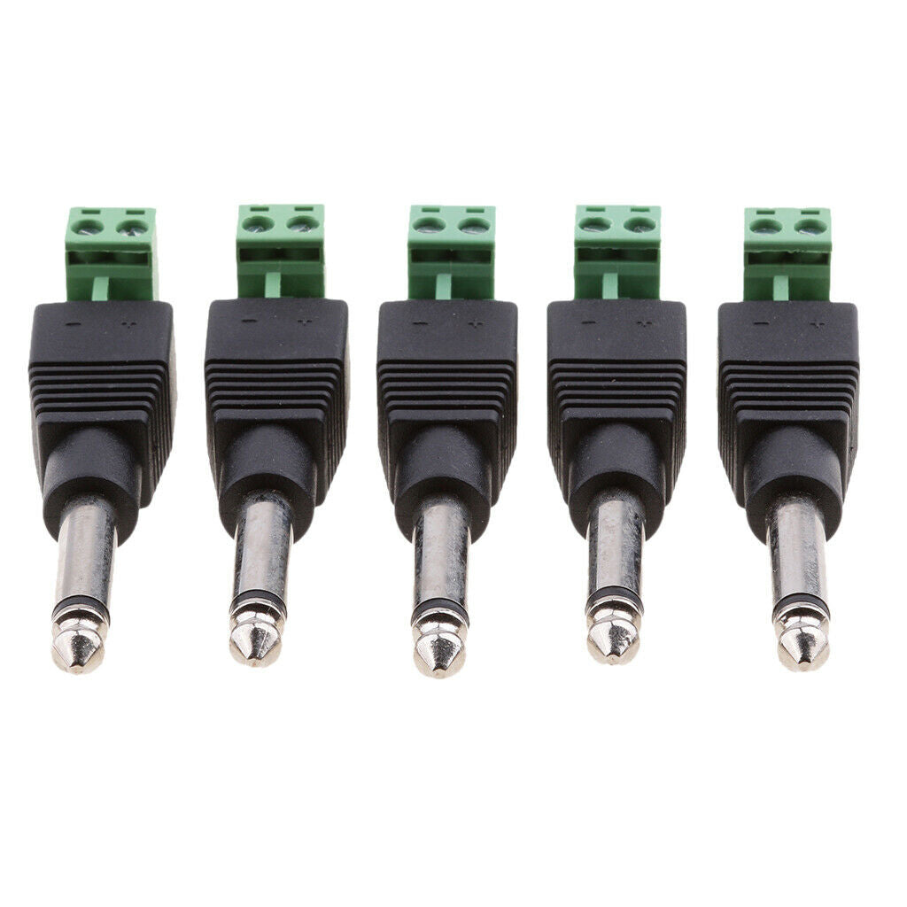 Pack of 5 Mono 6.35 Mm 1/4 Inch Audio  Plug with Internal Thread Connection