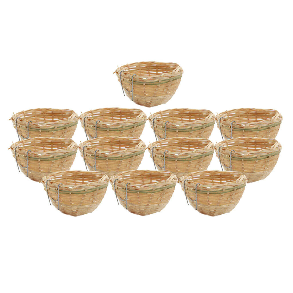 12pcs Round Bird Feeding Nest Hanging Cage for Finch Canary Breeding Behavior