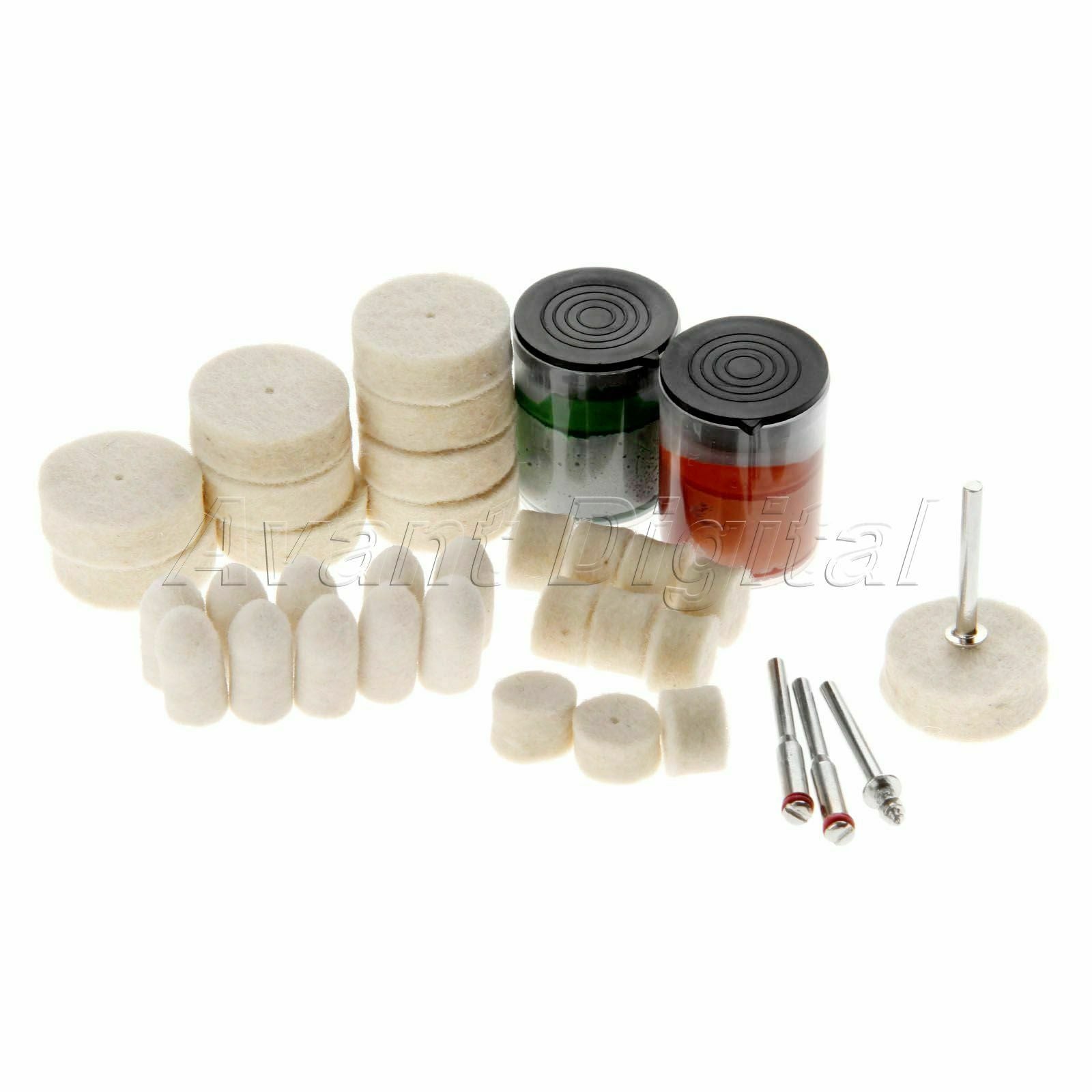 36Pcs 1/8" Soft Felt Polishing Kits Rotary Compound Set Buffing Burr Wheel Tools