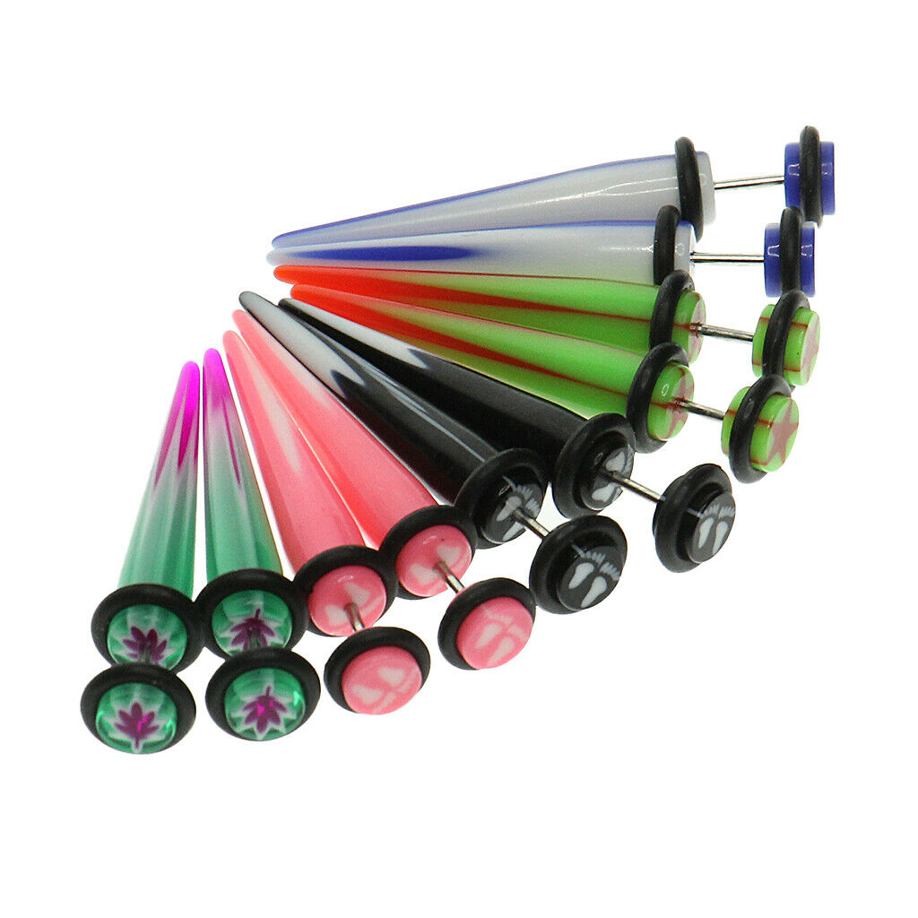 5 Pairs Mixed Colors Stretch Bar Acrylic Ear Expander Tunnel Stretch Bar Jewelry