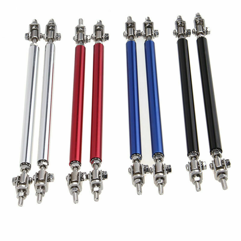 2x Adjustable Bumper Lip Bar Splitter Strut Rod Tie Support Fit Dodge 20CM Black