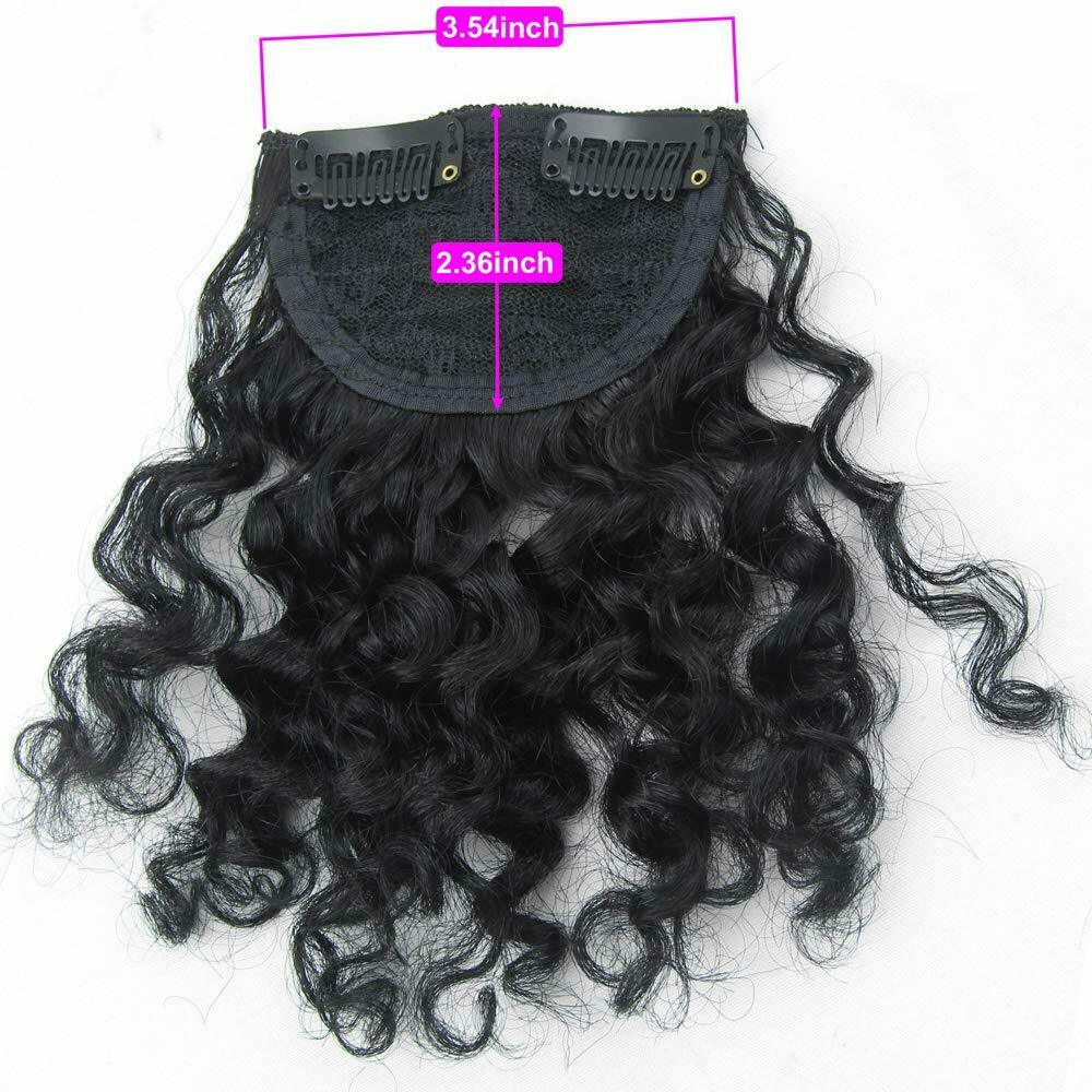 Women Jerry Curly Bangs Clip in 100% Human Hair Curls Front Fringe Hair Pieces