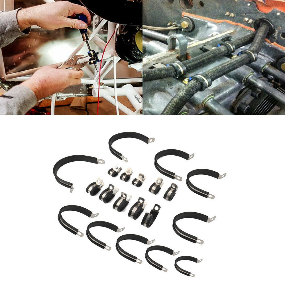 40x 1/2inch Stainless Steel Cable Clamps Rubber Cushioned Metal Insulated Clamp