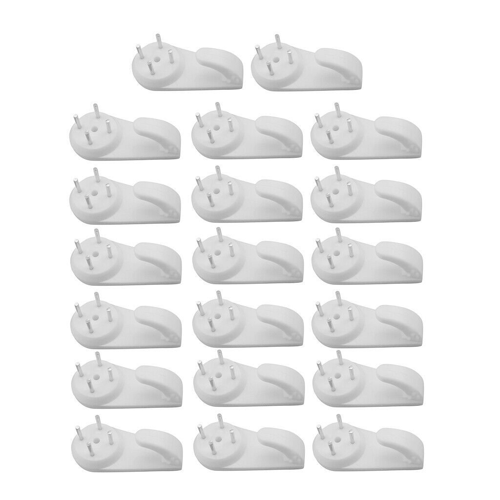 20pcs Hard Mural Hooks White Picture Hooks Concrete & Brick 4.1x2cm