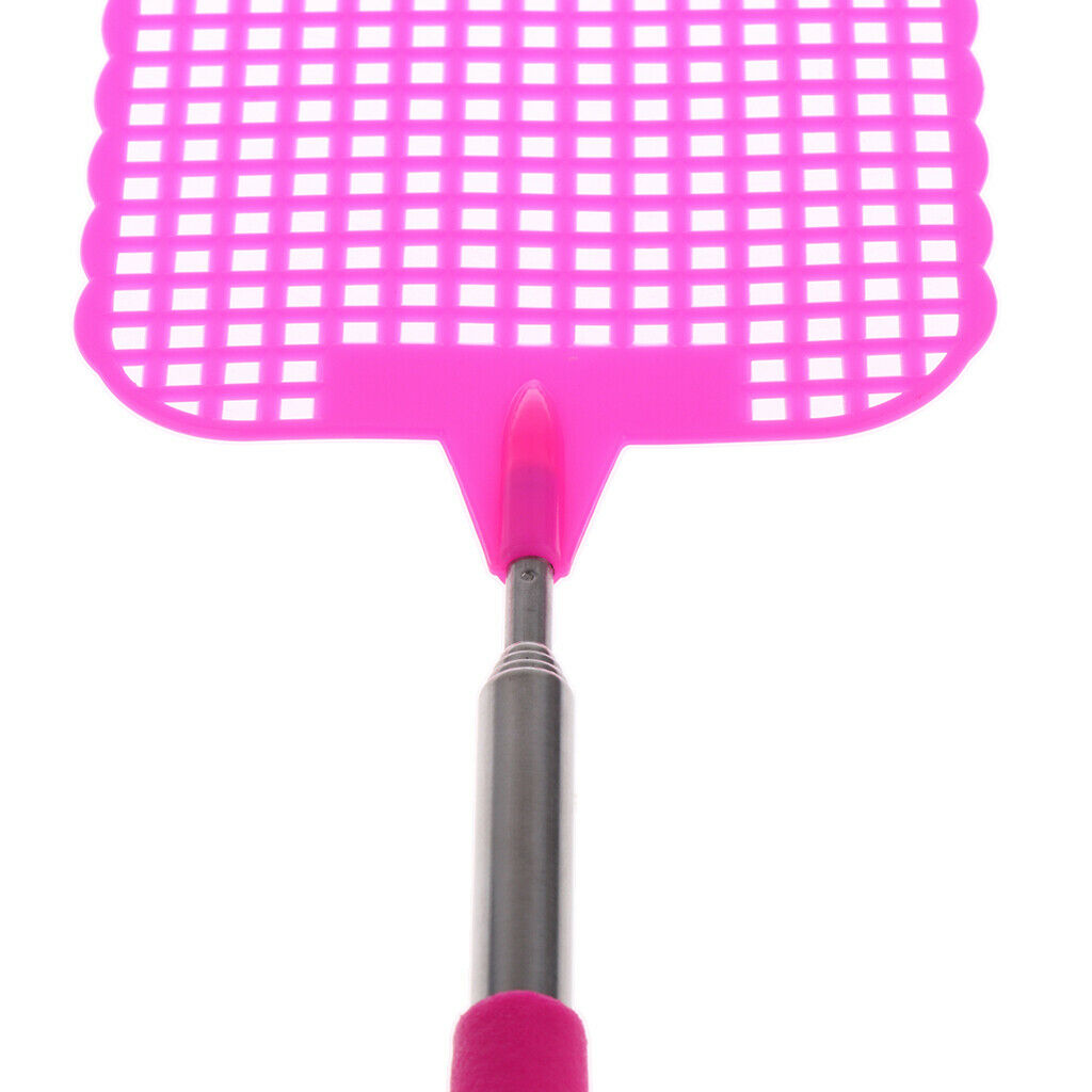 Fly Swatter Telescopic Flapper Prevent Pest Tools with Long Handle pink