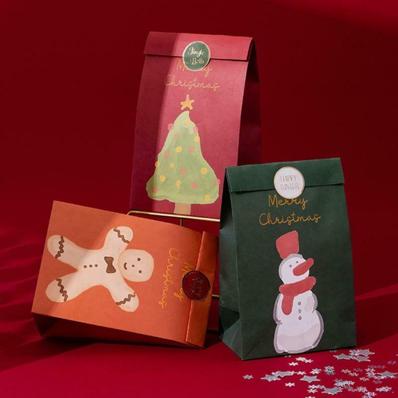 6 Pcs Christmas Gift Bags Xmas Candy Packing Bag New Year Cookies Wedding Items