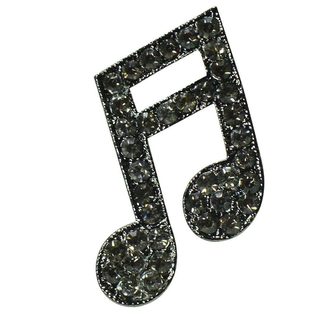 2Pcs Women Alloy Musical Symbol Enamel  Brooch Lapel Pin Collar Tips Black