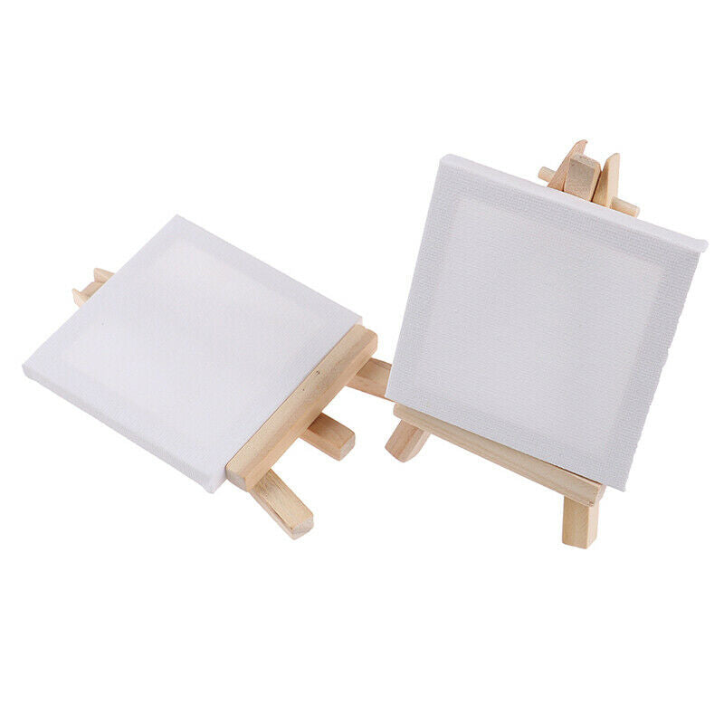 2Sets Artists Wooden Mini Easel Canvas Set Painting Craft DIY Drawing Home De DF