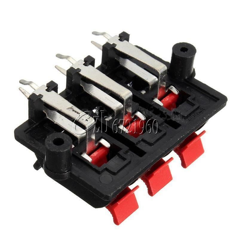 6 Way Speaker Terminal Strip Plate Stereo Connector Block Spring Push Release