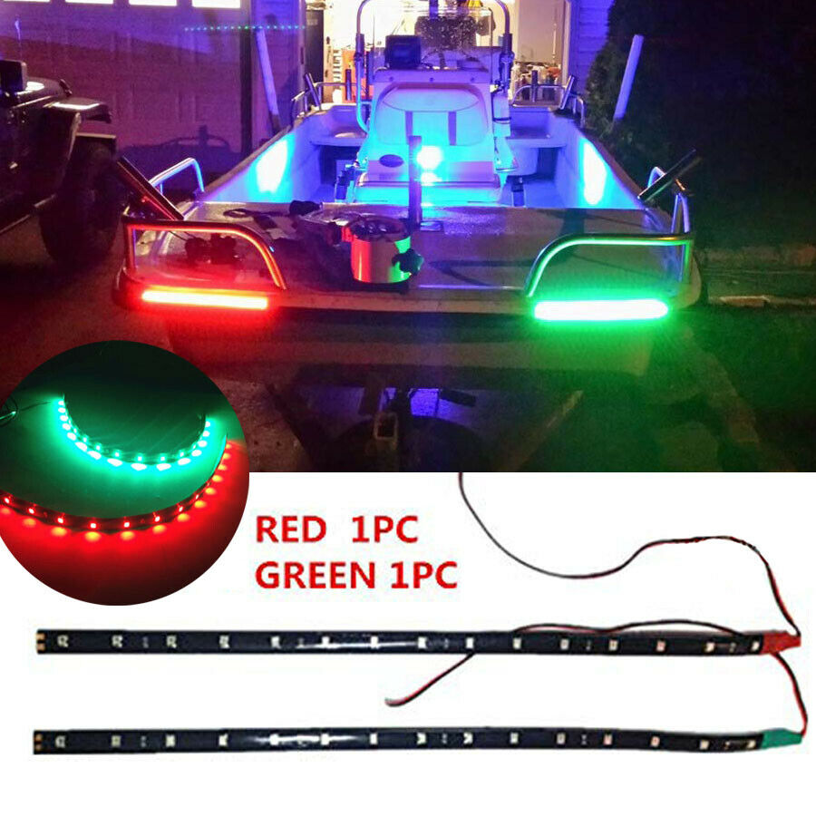 2pcs 12" 12V LED Strip Light RED&GREEN For Bow Boat Marine Navigation Waterproof