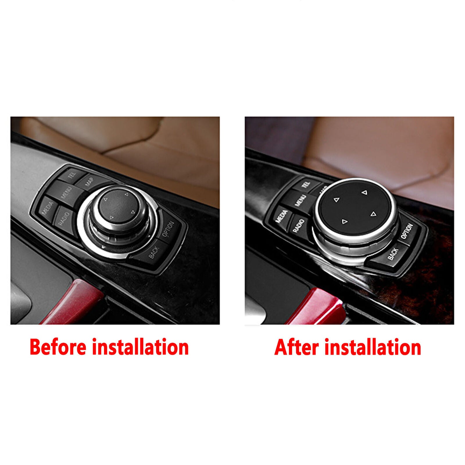 Car Big Multi Media Knob Button Cover Trim Black for BMW F10 F20 F30 iDrive New