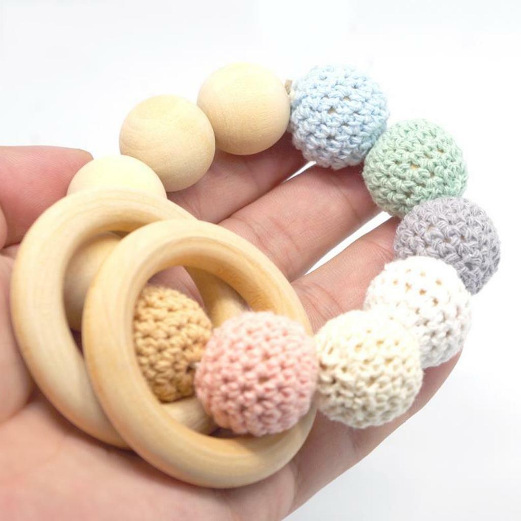 20x Wood Teether Rings Natural Wooden Baby Teething Toys DIY Craft 50mm/2"