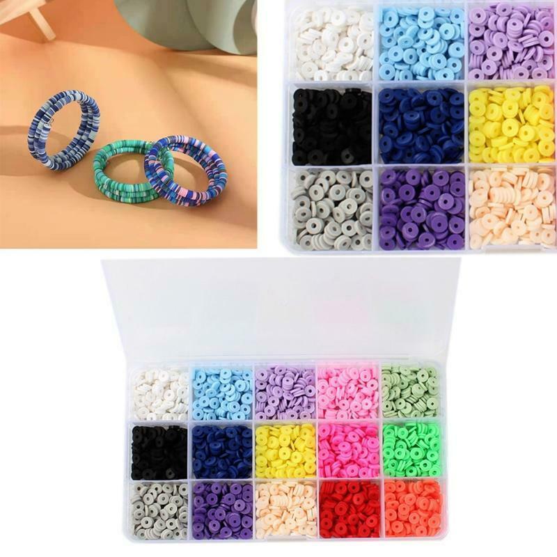 15Grids Round Clay Beads DIY Earring Necklace  Bracelets Bohemian Style