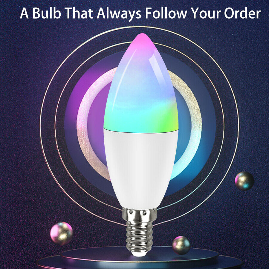 Smart Wi-fi LED Candle Light Bulb 5W E14 Dimmable Lamp RGB For Tuya Smart Life