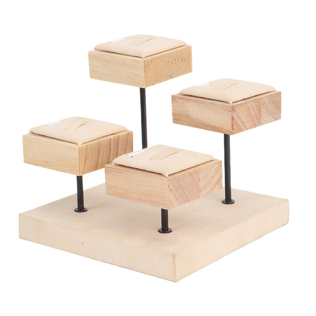 Versatile Wood Jewelry Display Stand Shelf Four-Layer for Rings Display