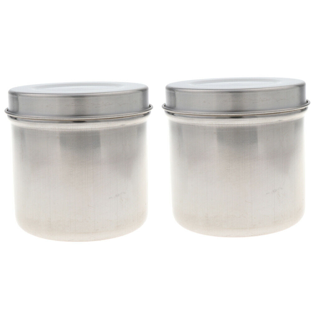 2X 304 Stainless Steel Tattoo Disinfection Canister Alcohol Cotton Ball Jars