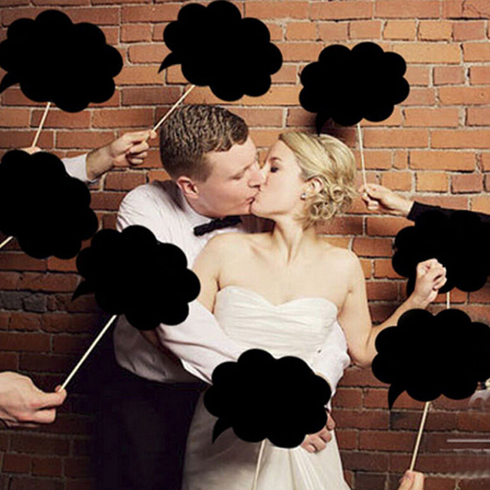 10X DIY Photo Booth Prop Wedding Birthday Party Black Card Chalkboard Sti.l8