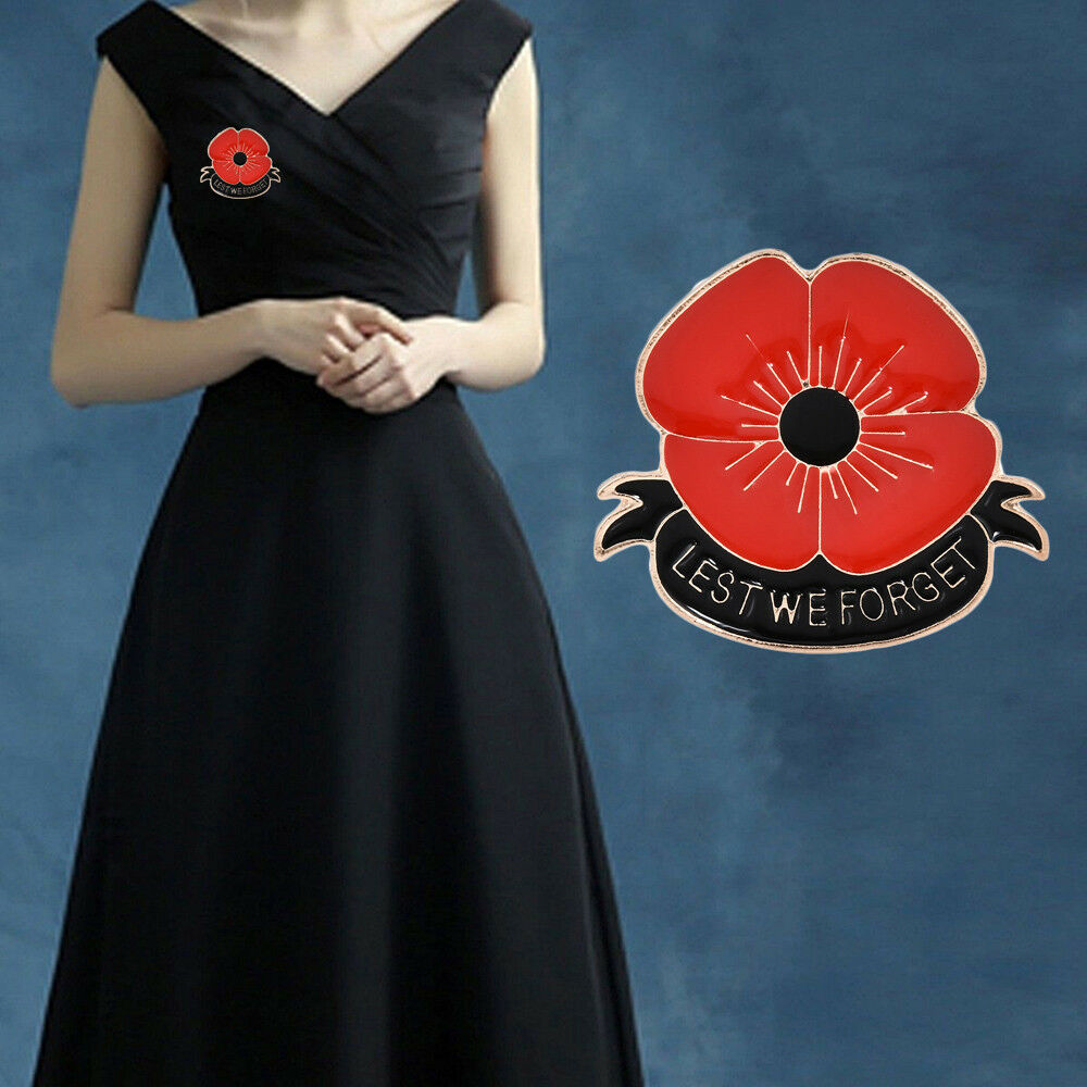 HOT Enamel Remembrance Brooch Red Poppy Flower Lapel Pin Broach Badge Banquet